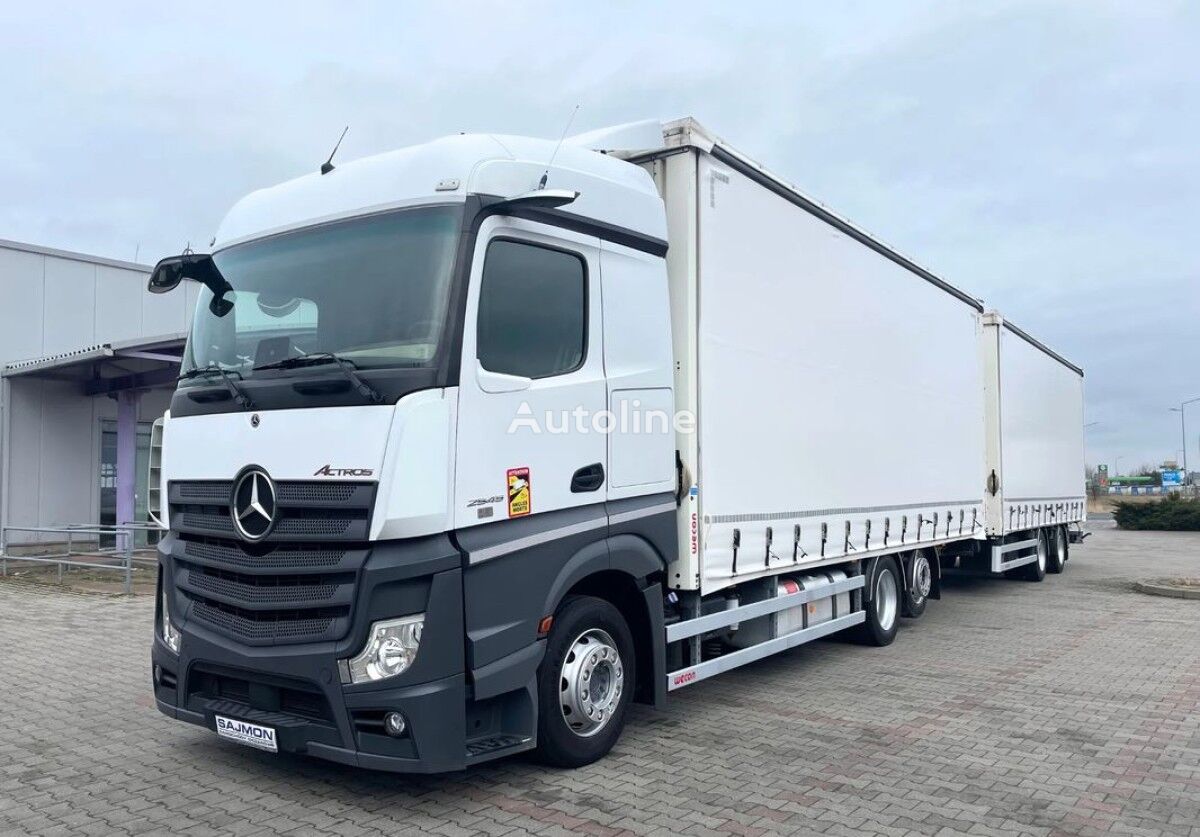 camião com lona deslizante Mercedes-Benz ACTROS 2545 / ZESTAW TANDEM 120 M3 / MIRROR CAM / 7,75 M + 7,75 + reboque com cortina lateral