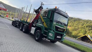 camião de transporte de madeira MAN 33.500 + reboque de transporte de madeira